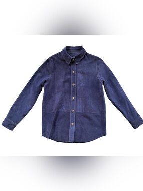 Women’s Royal Blue Baby Calfskin Leather Shirt Jacket | Size 4